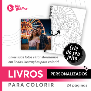 Livro de Colorir Personalizado 24 Páginas Capa: Couchê 250g - Miolo: Papel Offset 180g A4 - 21x29,7cm Capa 4x4 - Miolo 1x0  Encadernação Wire-o 
